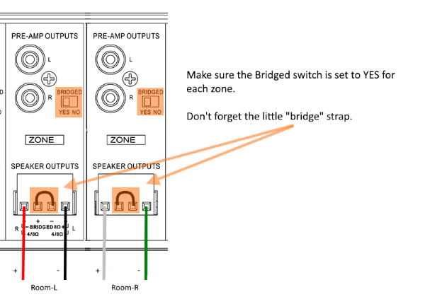Wiring a room in "Bridged" mode